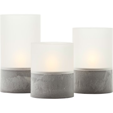 Brilliant - Lot de 3 bougies LED BOUGIE LED/2xAA IP44 gris/blanc