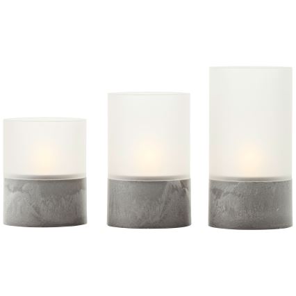 Brilliant - Lot de 3 bougies LED BOUGIE LED/2xAA IP44 gris/blanc