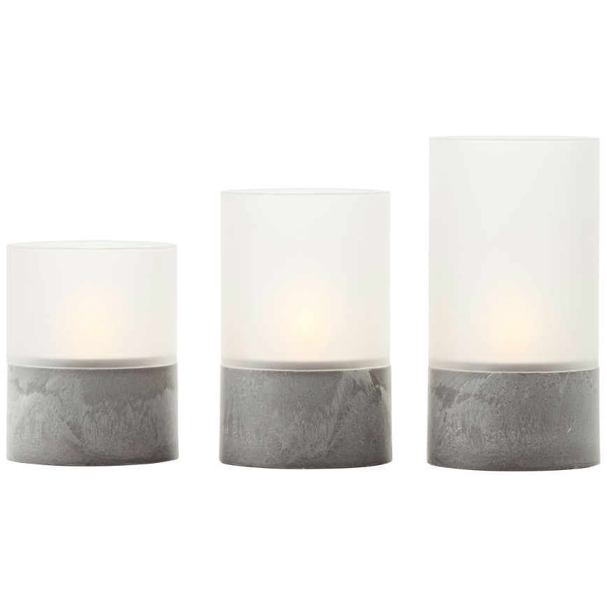 Brilliant - Lot de 3 bougies LED BOUGIE LED/2xAA IP44 gris/blanc