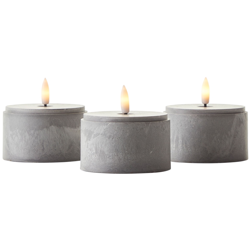 Brilliant - Lot de 3 bougies LED BOUGIE LED/2xAA IP44 gris/blanc
