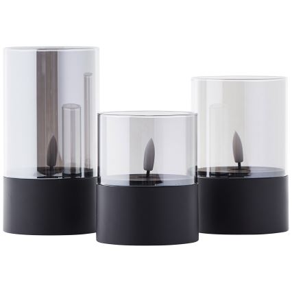 Brilliant - Lot de 3 bougies LED BOUGIE LED/2xAA IP44 noir/fumé