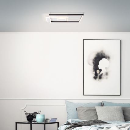 Brilliant - Plafonnier à intensité variable IORGO LED/40W/230V 3000K 43,5x43,5 cm blanc/noir