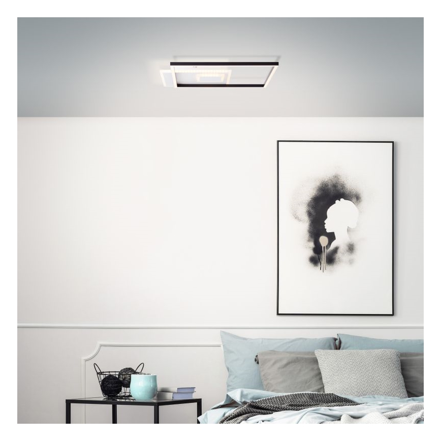 Brilliant - Plafonnier à intensité variable IORGO LED/40W/230V 3000K 43,5x43,5 cm blanc/noir