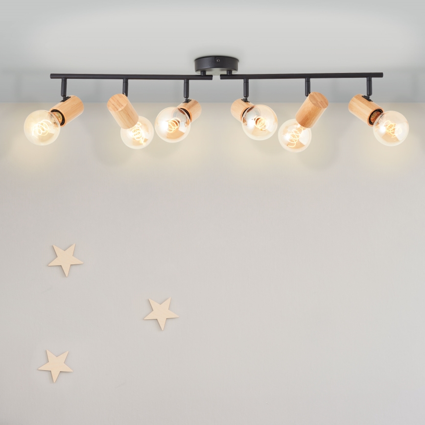 Brilliant - Luminaire à spots KERRY 6xE27/40W/230V noir/bambou