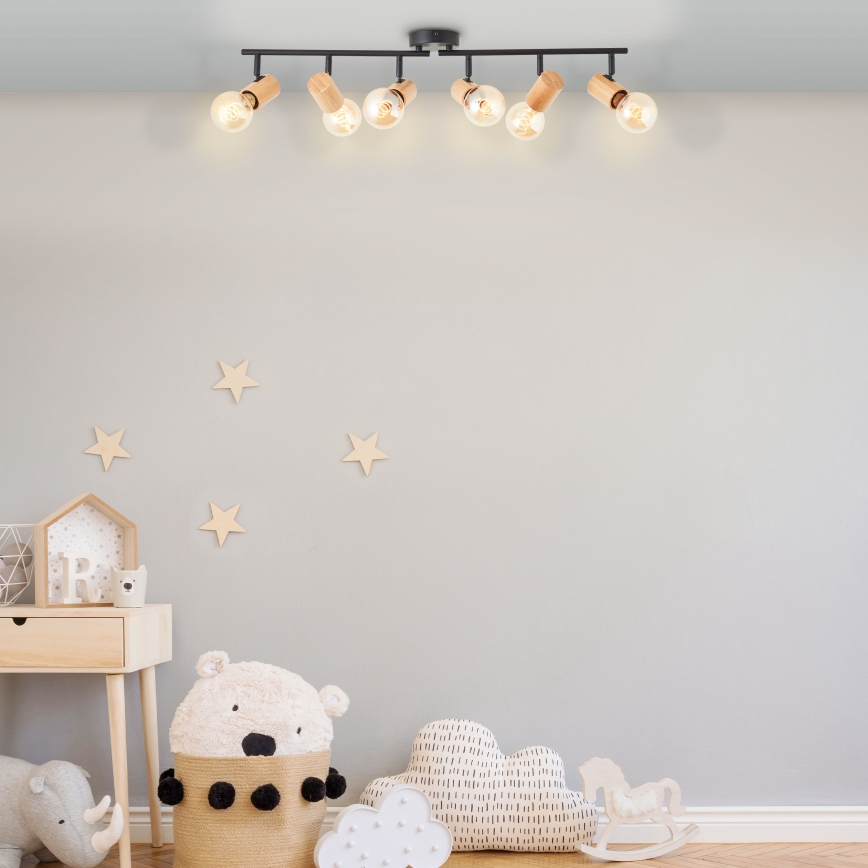 Brilliant - Luminaire à spots KERRY 6xE27/40W/230V noir/bambou