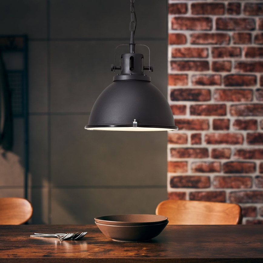 Brilliant - Lustre suspendu à chaîne JESPER GLAS 1xE27/60W/230V noir