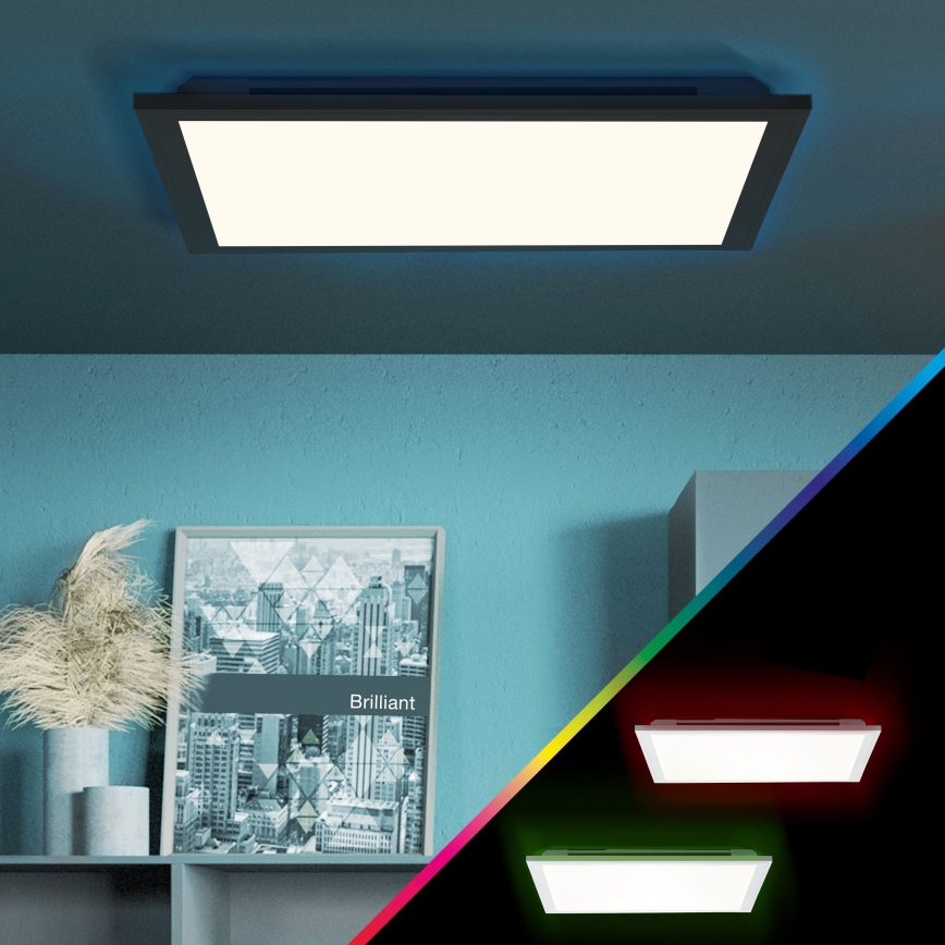 Brilliant - Plafonier RGBW à intensité variable ALLIE LED/24W/230V 2700-6500K noir + télécommande