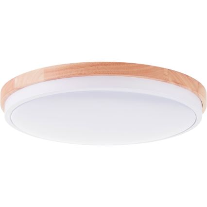 Brilliant - Plafonnier à intensité variable BAARLO LED/24W/230V d. 35 cm blanc/figuier caoutchouc - FSC certifié
