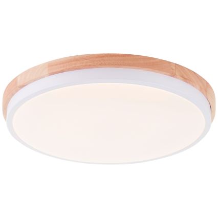 Brilliant - Plafonnier à intensité variable BAARLO LED/24W/230V d. 35 cm blanc/figuier caoutchouc - FSC certifié