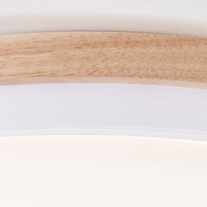 Brilliant - Plafonnier à intensité variable BAARLO LED/24W/230V d. 35 cm blanc/figuier caoutchouc - FSC certifié