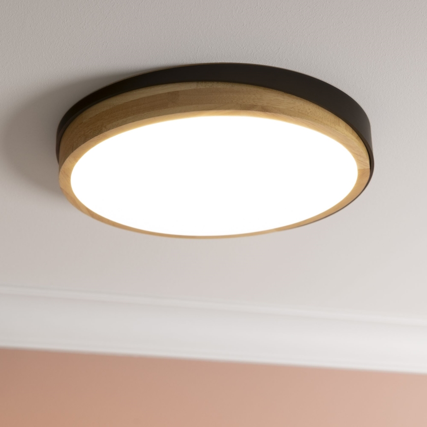 Brilliant - Plafonnier à intensité variable BAARLO LED/24W/230V d. 35 cm noir/figuier caoutchouc - FSC certifié