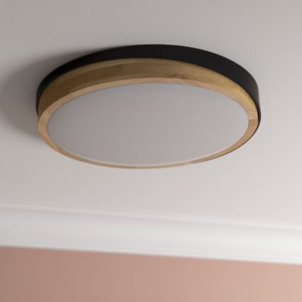 Brilliant - Plafonnier à intensité variable BAARLO LED/24W/230V d. 35 cm noir/figuier caoutchouc - FSC certifié