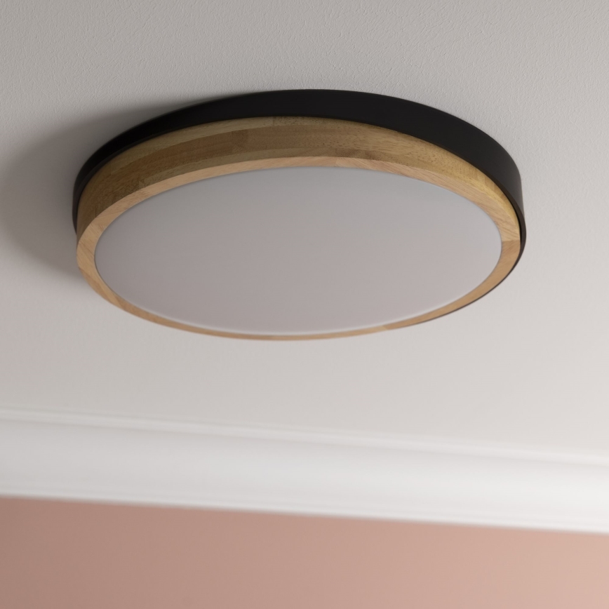 Brilliant - Plafonnier à intensité variable BAARLO LED/24W/230V d. 35 cm noir/figuier caoutchouc - FSC certifié