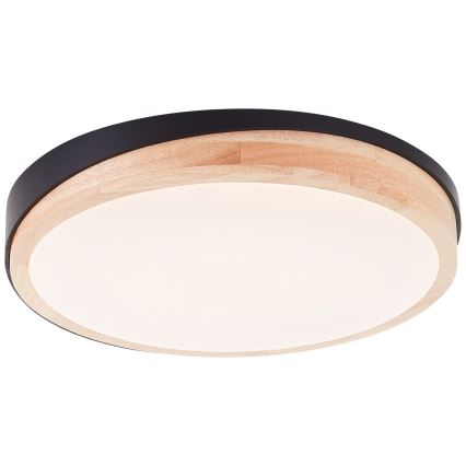 Brilliant - Plafonnier à intensité variable BAARLO LED/24W/230V d. 35 cm noir/figuier caoutchouc - FSC certifié
