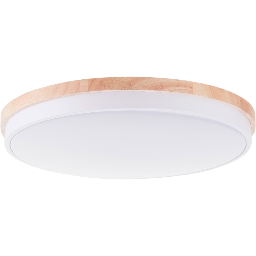 Brilliant - Plafonnier à intensité variable BAARLO LED/36W/230V 3000-6500K d. 50 cm blanc/figuier caoutchouc + télécommande - FSC certifié