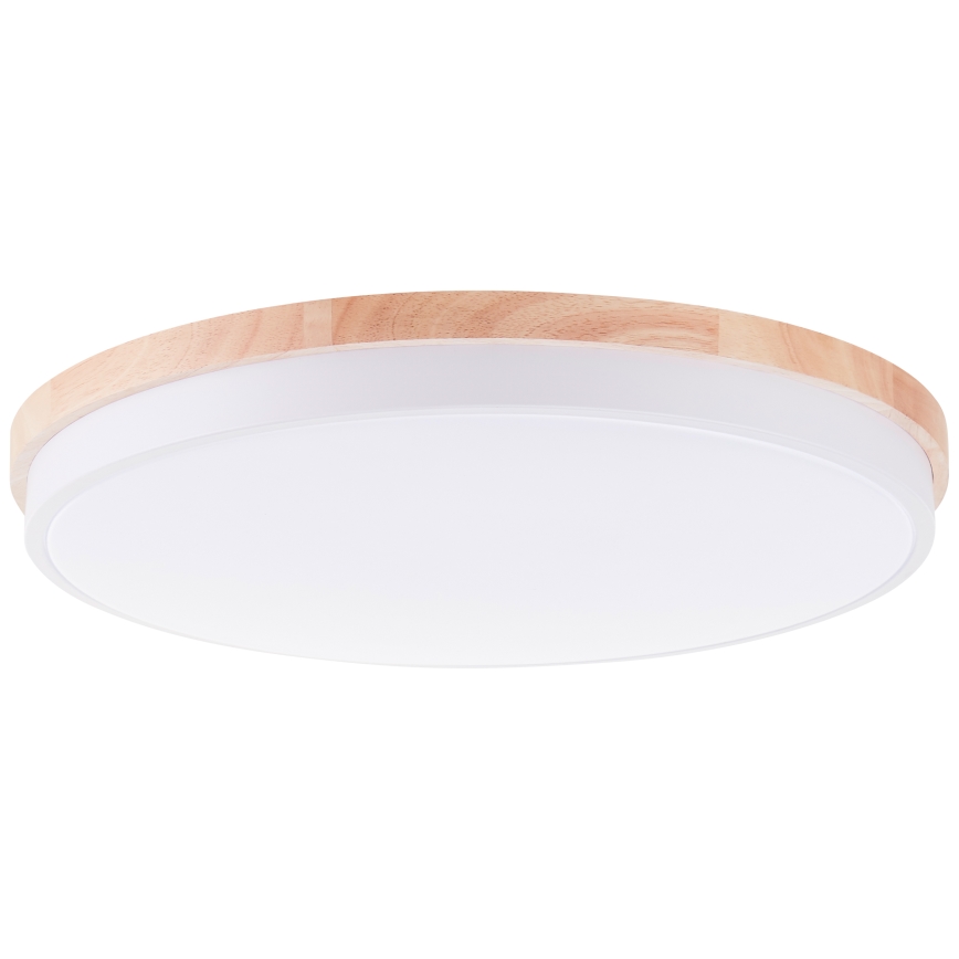 Brilliant - Plafonnier à intensité variable BAARLO LED/36W/230V 3000-6500K d. 50 cm blanc/figuier caoutchouc + télécommande - FSC certifié
