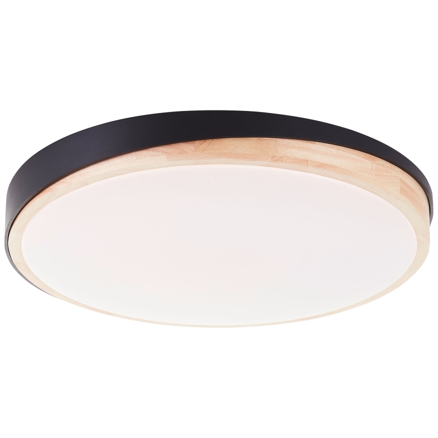 Brilliant - Plafonnier à intensité variable BAARLO LED/36W/230V 3000-6500K d. 50 cm noir/figuier caoutchouc + télécommande - FSC certifié