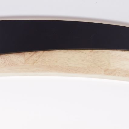 Brilliant - Plafonnier à intensité variable BAARLO LED/36W/230V 3000-6500K d. 50 cm noir/figuier caoutchouc + télécommande - FSC certifié