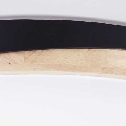 Brilliant - Plafonnier à intensité variable BAARLO LED/36W/230V 3000-6500K d. 50 cm noir/figuier caoutchouc + télécommande - FSC certifié