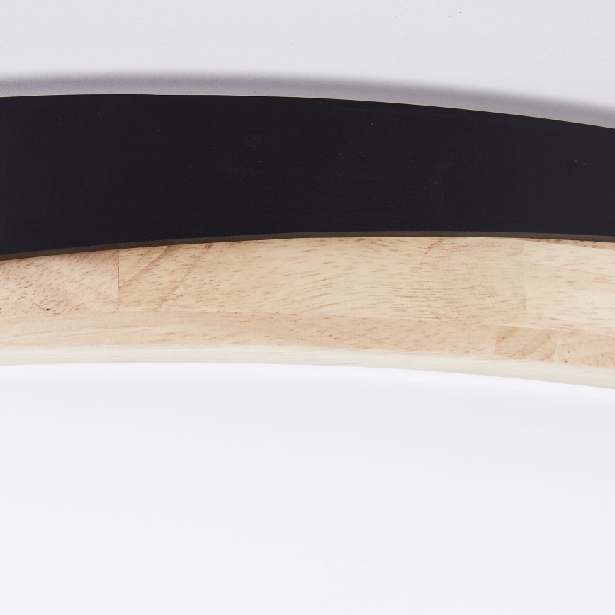 Brilliant - Plafonnier à intensité variable BAARLO LED/36W/230V 3000-6500K d. 50 cm noir/figuier caoutchouc + télécommande - FSC certifié