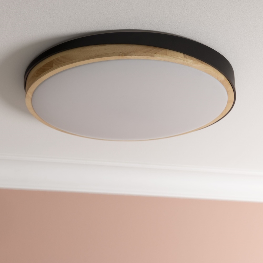 Brilliant - Plafonnier à intensité variable BAARLO LED/36W/230V 3000-6500K d. 50 cm noir/figuier caoutchouc + Télécommande