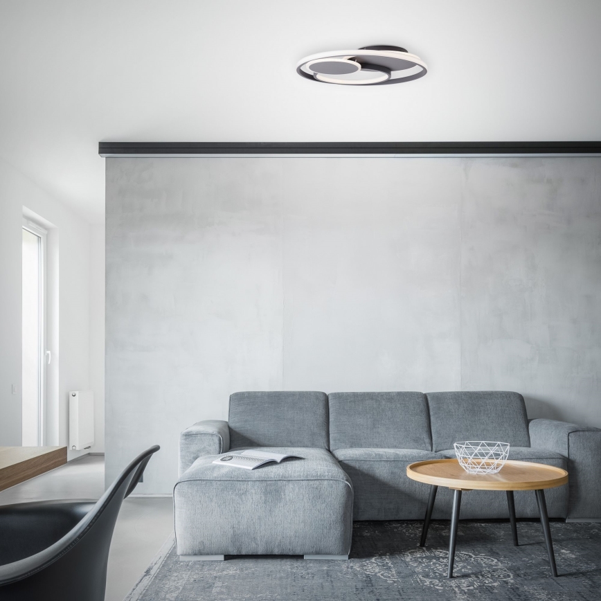 Brilliant - Plafonnier à intensité variable RUNDA LED/50W/230V 3000-6500K noir + Télécommande