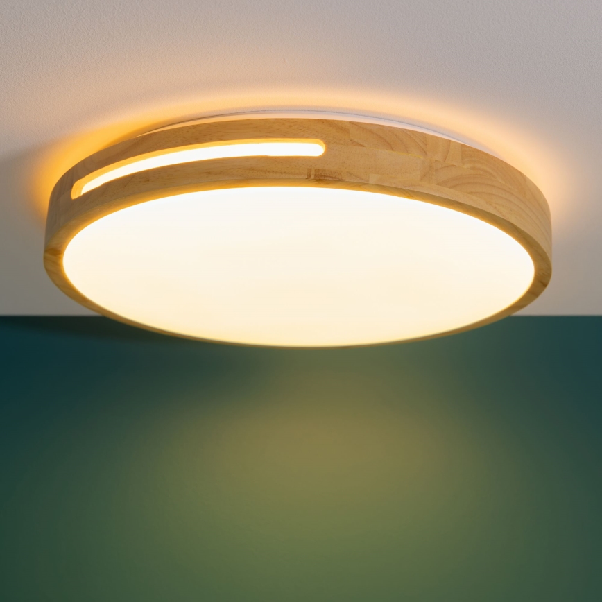 Brilliant - Plafonnier à intensité variable WOODBURY LED/24W/230V d. 39 cm figuier caoutchouc - FSC certifié