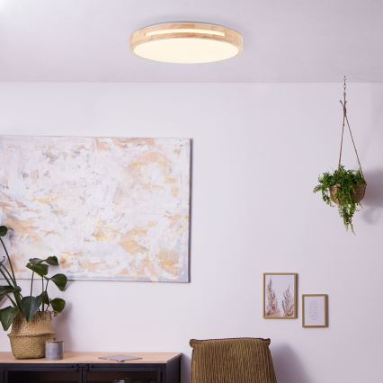 Brilliant - Plafonnier à intensité variable WOODBURY LED/24W/230V d. 39 cm figuier caoutchouc - FSC certifié
