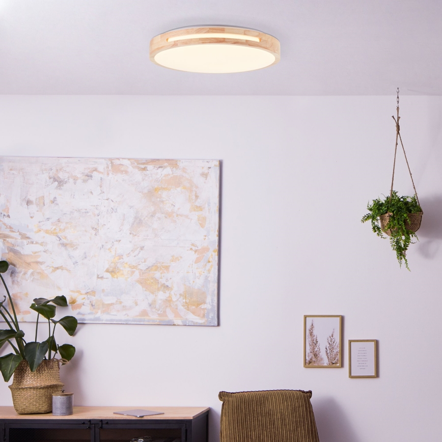 Brilliant - Plafonnier à intensité variable WOODBURY LED/24W/230V d. 39 cm figuier caoutchouc - FSC certifié