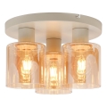 Brilliant - Plafonnier affleurant LYSKA 3xE27/20W/230V Ø 31 cm crème / beige fumé