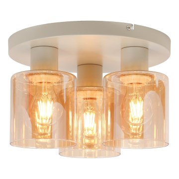 Brilliant - Plafonnier affleurant LYSKA 3xE27/20W/230V Ø 31 cm crème/beige fumé