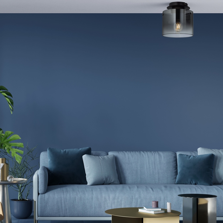 Brilliant - Plafonnier BETH 1xE27/60W/230V, Ø 20 cm, noir/fumé