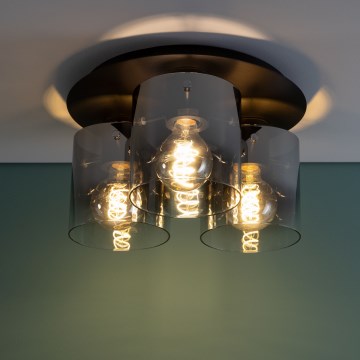 Brilliant - Plafonnier BETH 3xE27/60W/230V Ø 37 cm noir/fumé