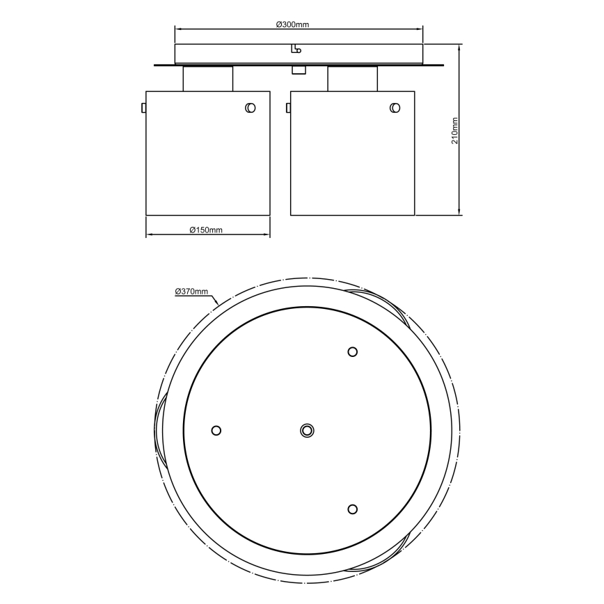 Brilliant - Plafonnier BETH 3xE27/60W/230V Ø 37 cm noir/fumé