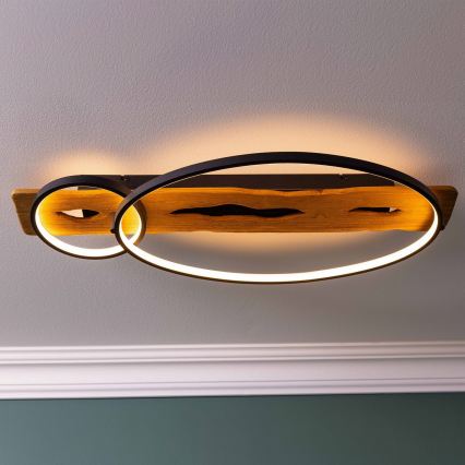 Brilliant - Plafonnier LED à intensité variable PIRUS LED/30W/230V 30x70 cm en bois d'hévéa