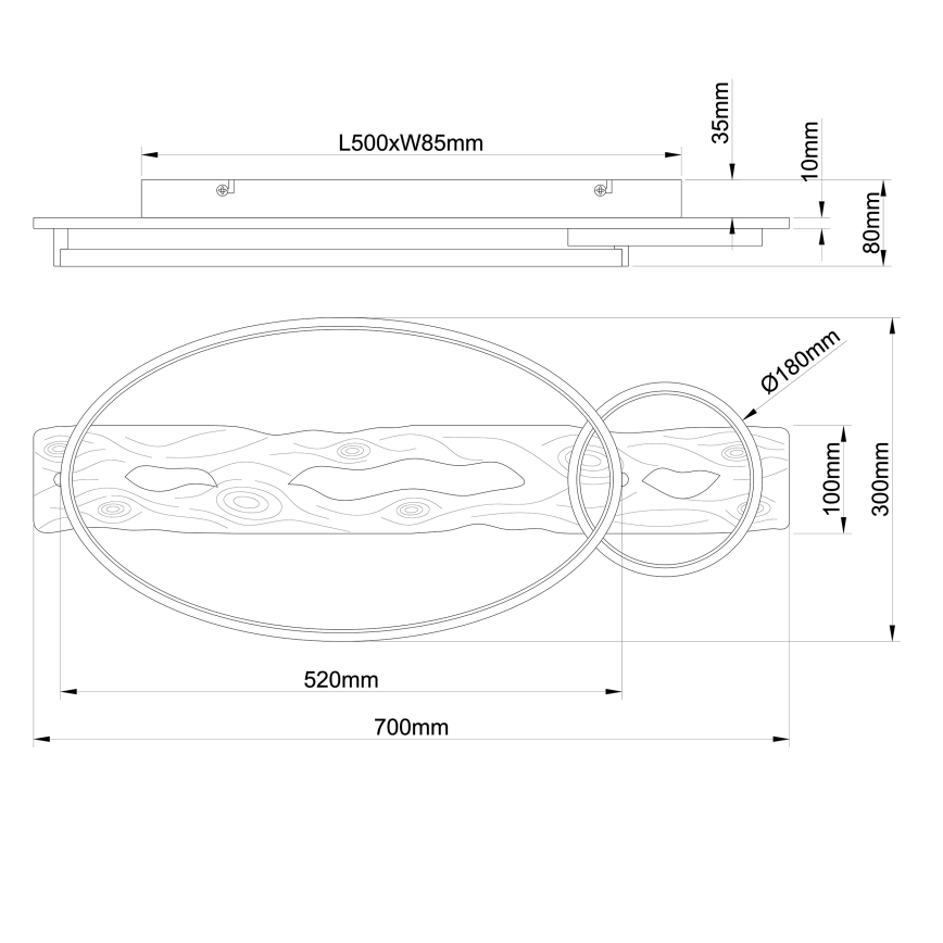 Brilliant - Plafonnier LED à intensité variable PIRUS LED/30W/230V 30x70 cm en bois d'hévéa