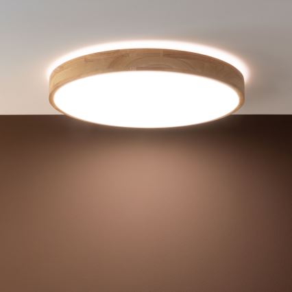 Brilliant - Plafonnier LED dimmable SLIMLINE LED/60W/230V 3000-6500K Ø 45 cm bois d'hévéa + télécommande