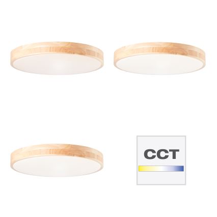 Brilliant - Plafonnier LED dimmable SLIMLINE LED/60W/230V 3000-6500K Ø 45 cm bois d'hévéa + télécommande