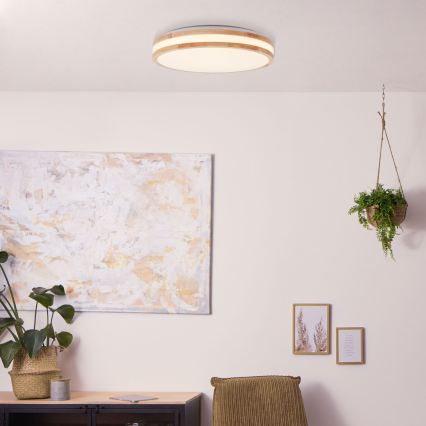 Brilliant - Plafonnier LED LASKOS LED 22 W / 230 V Ø 38 cm, bois d'hévéa