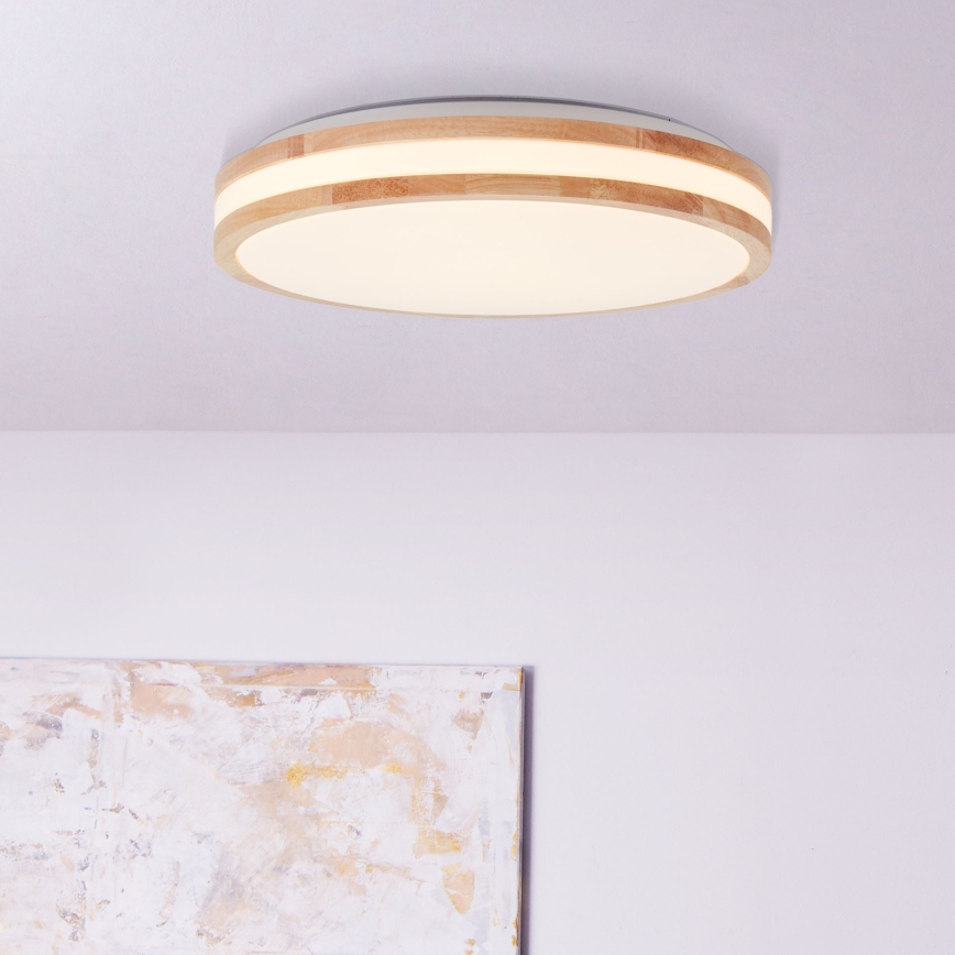 Brilliant - Plafonnier LED LASKOS LED 22 W / 230 V Ø 38 cm, bois d'hévéa