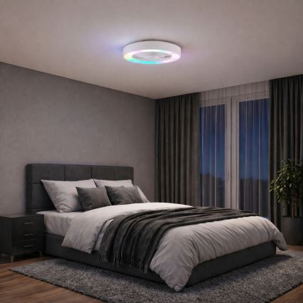 Brilliant - Plafonnier LED RGBW dimmable avec ventilateur CATANIA LED/37W/230V 2700-6500K Ø 48,6 cm blanc + télécommande