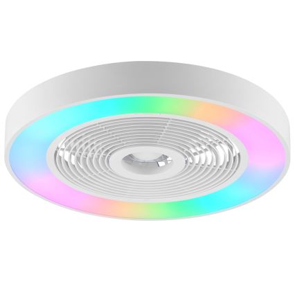 Brilliant - Plafonnier LED RGBW dimmable avec ventilateur CATANIA LED/37W/230V 2700-6500K Ø 48,6 cm blanc + télécommande