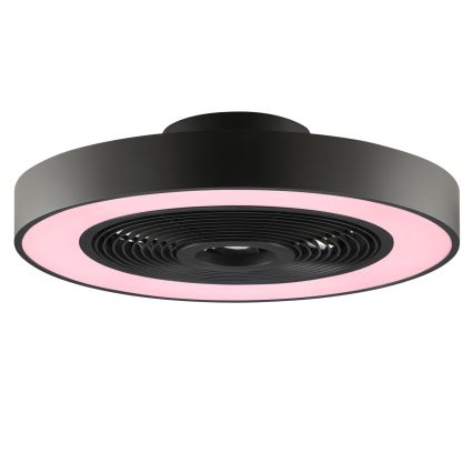 Brilliant - Plafonnier LED RGBW dimmable avec ventilateur CATANIA LED/37W/230V 2700–6500K Ø 48,6 cm noir + télécommande