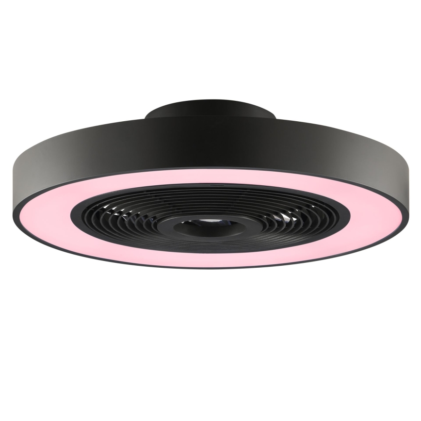 Brilliant - Plafonnier LED RGBW dimmable avec ventilateur CATANIA LED/37W/230V 2700–6500K Ø 48,6 cm noir + télécommande