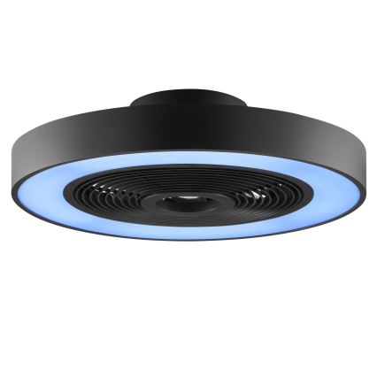 Brilliant - Plafonnier LED RGBW dimmable avec ventilateur CATANIA LED/37W/230V 2700–6500K Ø 48,6 cm noir + télécommande