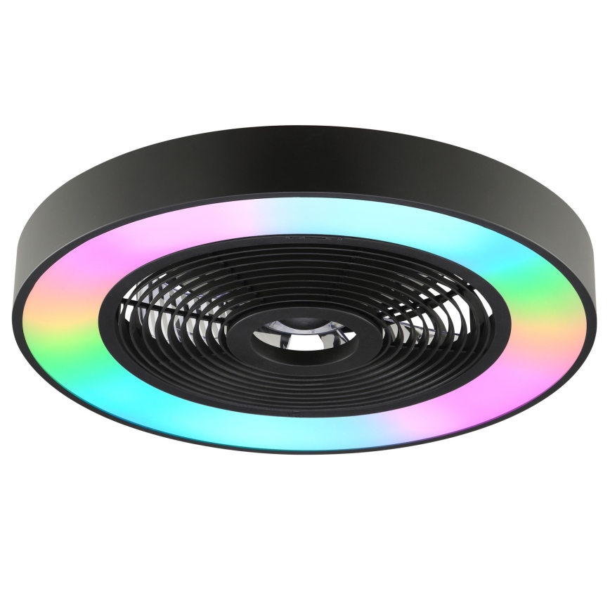 Brilliant - Plafonnier LED RGBW dimmable avec ventilateur CATANIA LED/37W/230V 2700–6500K Ø 48,6 cm noir + télécommande