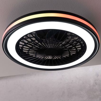 Brilliant - Plafonnier avec ventilateur PALMERO LED RGBW dimmable/40 W/230 V 2700–6500 K Ø 46,6 cm beige + télécommande