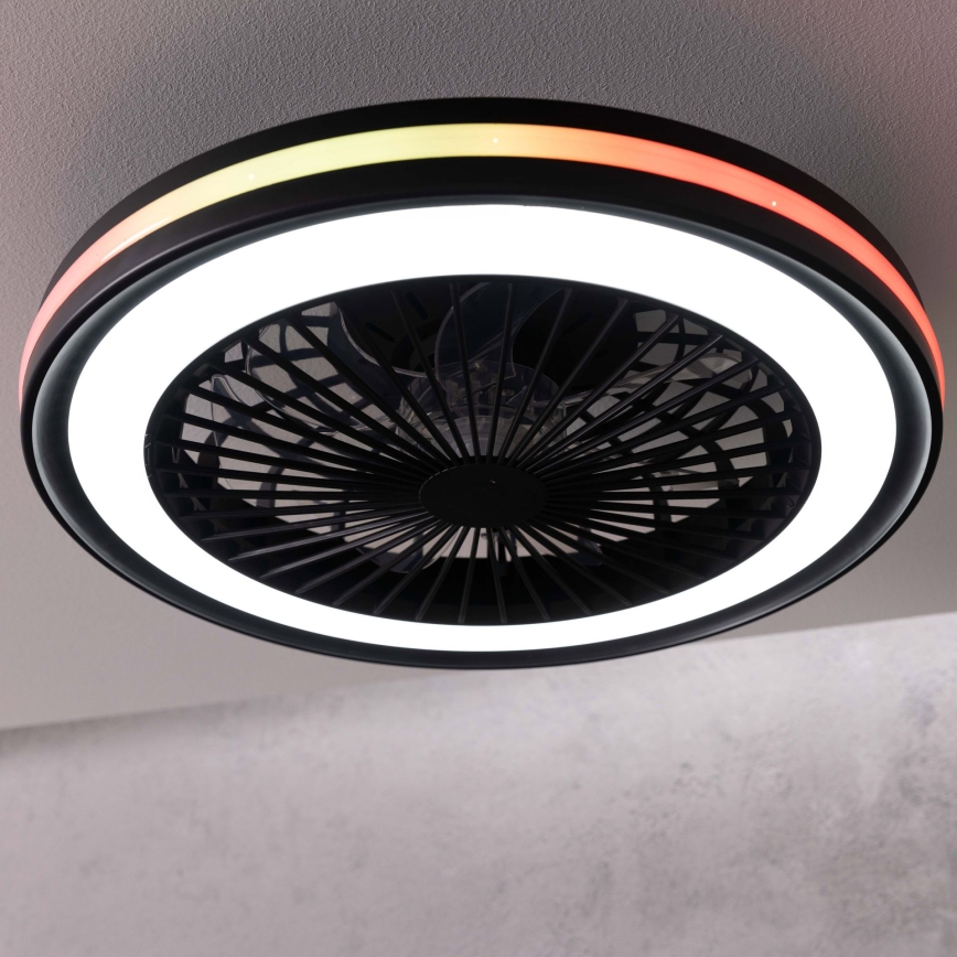 Brilliant - Plafonnier avec ventilateur PALMERO LED RGBW dimmable/40 W/230 V 2700–6500 K Ø 46,6 cm beige + télécommande