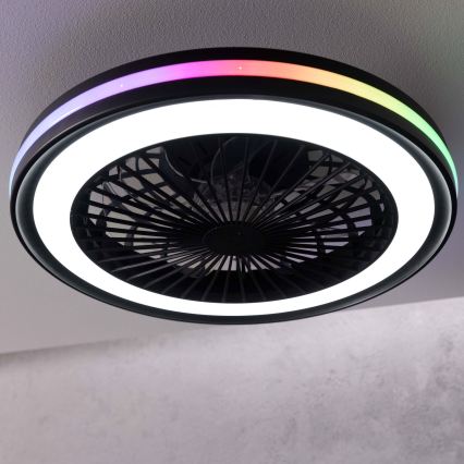 Brilliant - Plafonnier avec ventilateur PALMERO LED RGBW dimmable/40 W/230 V 2700–6500 K Ø 46,6 cm beige + télécommande