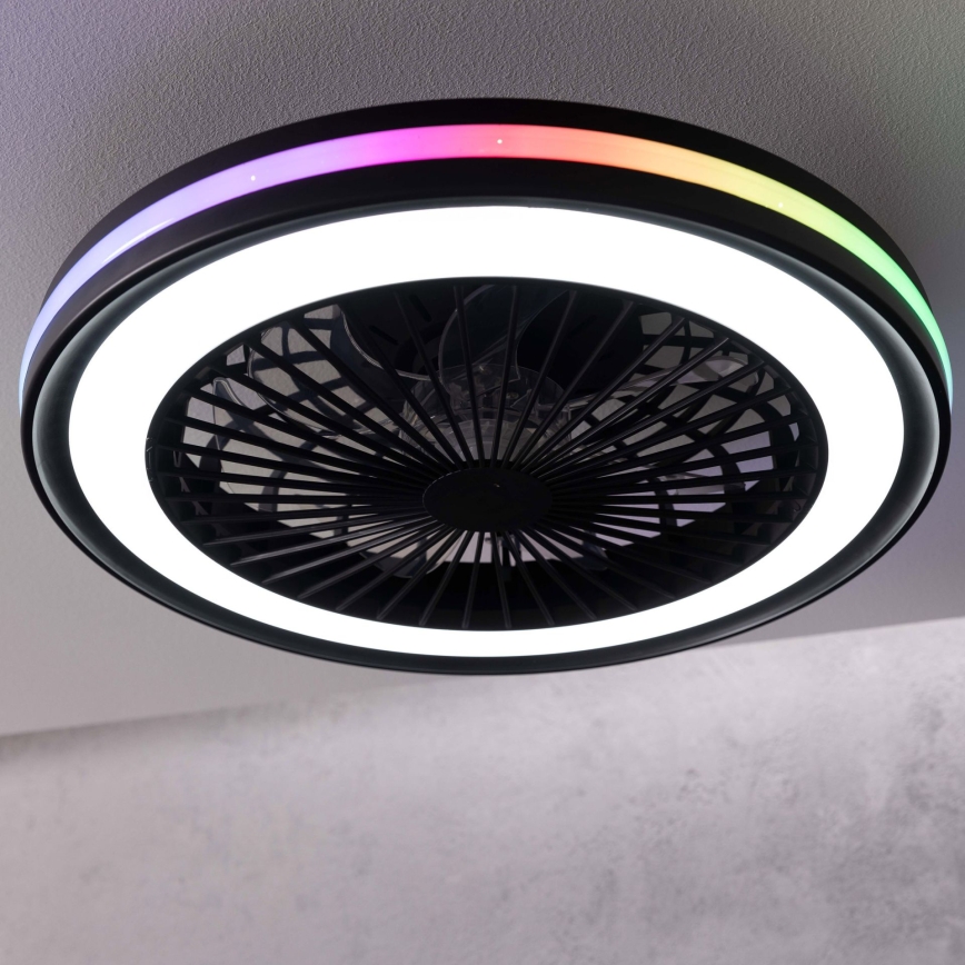 Brilliant - Plafonnier avec ventilateur PALMERO LED RGBW dimmable/40 W/230 V 2700–6500 K Ø 46,6 cm beige + télécommande